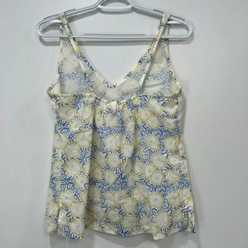 Derek Rose London Womens Pajama Set Small NWT Cotton Tank Floral Blue Yellow - Picture 3 of 13
